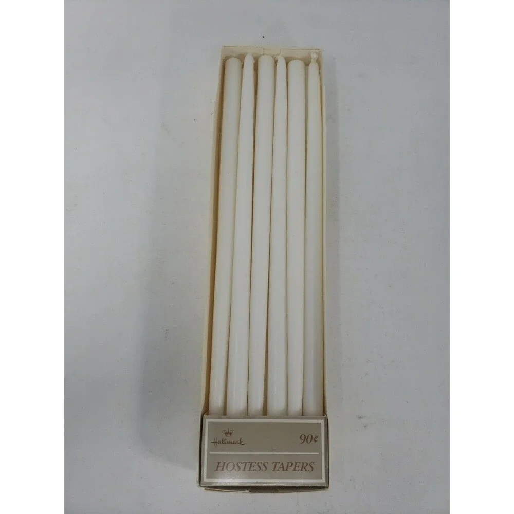 Vintage Hallmark White Satin Hostess Taper Candles 10